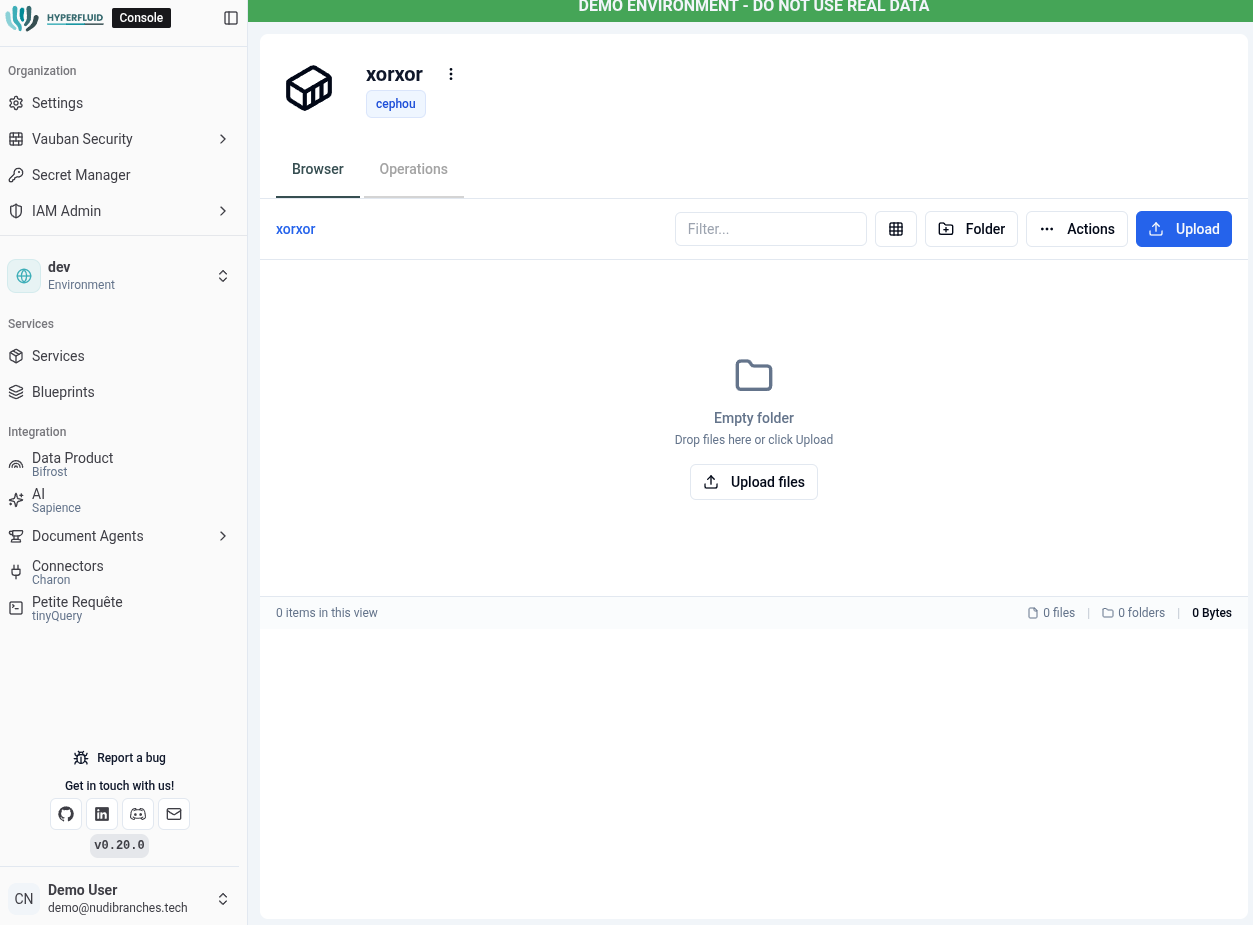 Interface S3 Storage - File Browser Hyperfluid