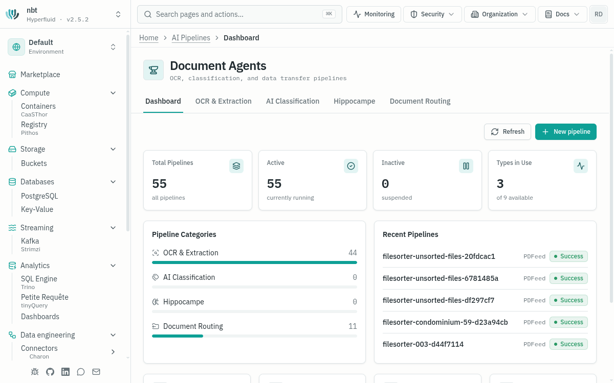 Interface Agents documentaires - Pipelines de traitement de documents Hyperfluid
